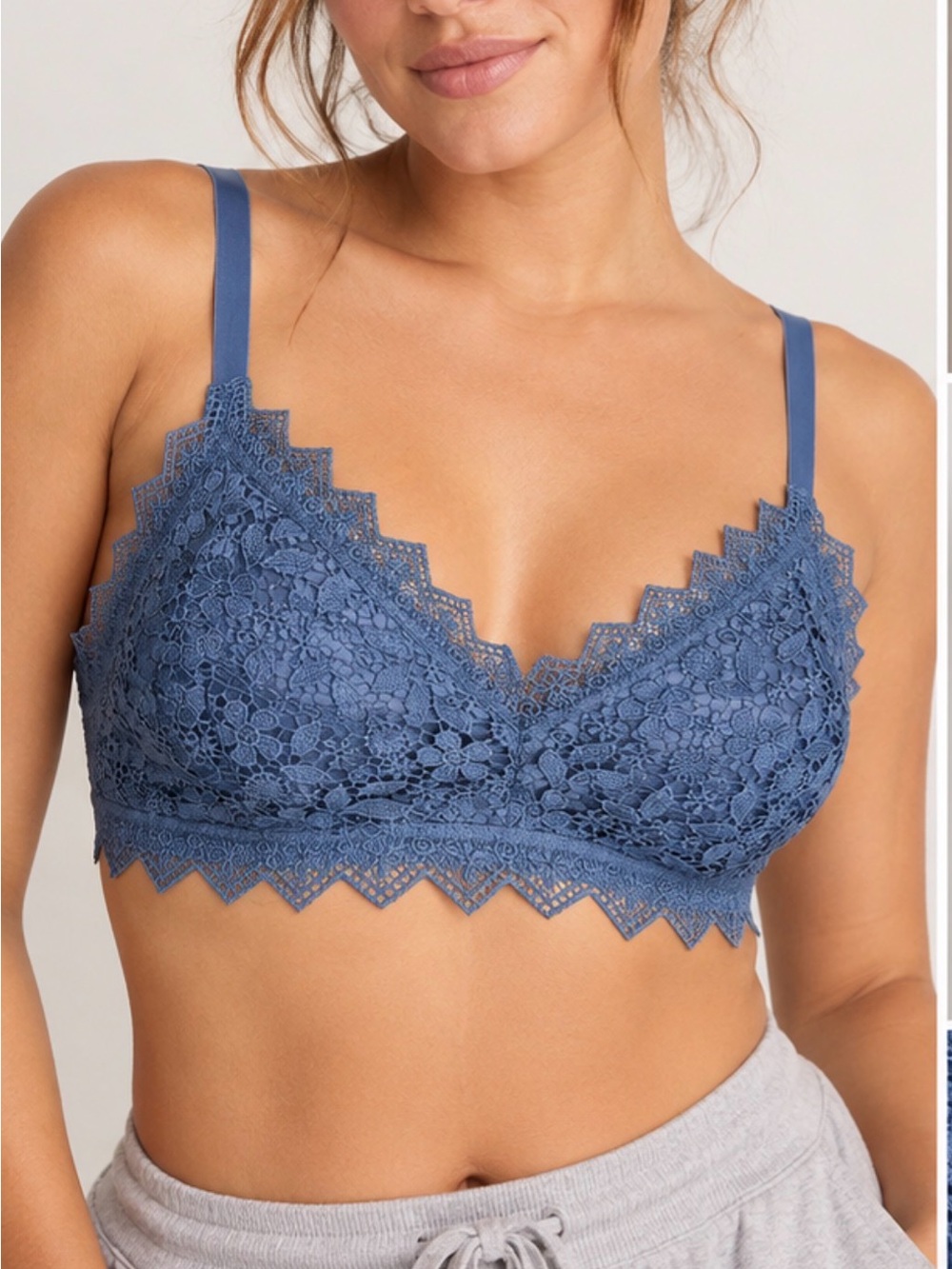 Aerie Blue Lace Longline Bralette XL NWT